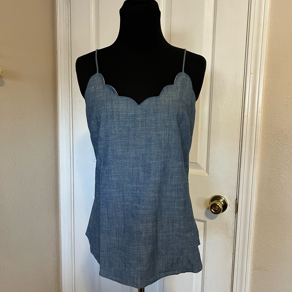 J. Crew Blue Scalloped Camisole